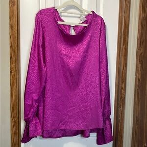 Acting Pro Pink Long Sleeve Backless Blouse
